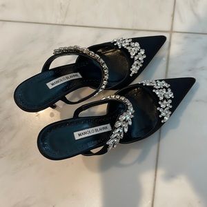 Manolo Blahnik Lurum Crystal Mules